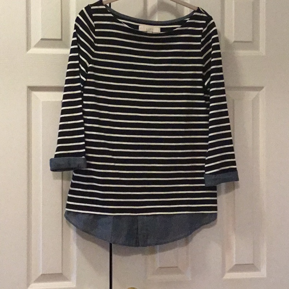 Loft striped shirt with faux buttoned down underneath